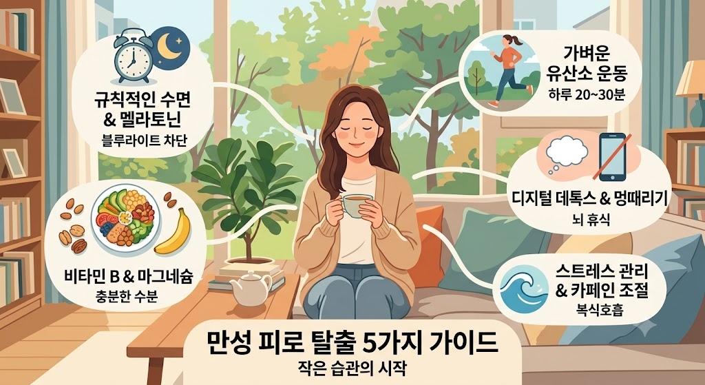 "쉬어도 왜 계속 피곤할까?" 현대인을 위한 만성 피로 탈출법 5가지와 실천 가이드