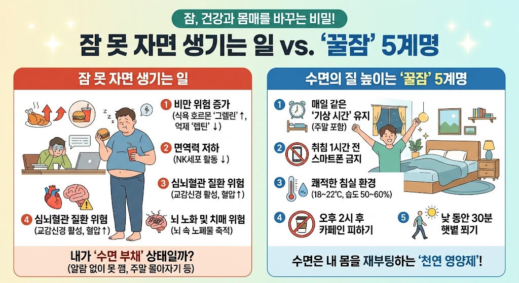 "잠만 잘 자도 살이 빠진다?" 수면 부족이 내 몸을 파괴하는 이유와 올바른 수면 습관