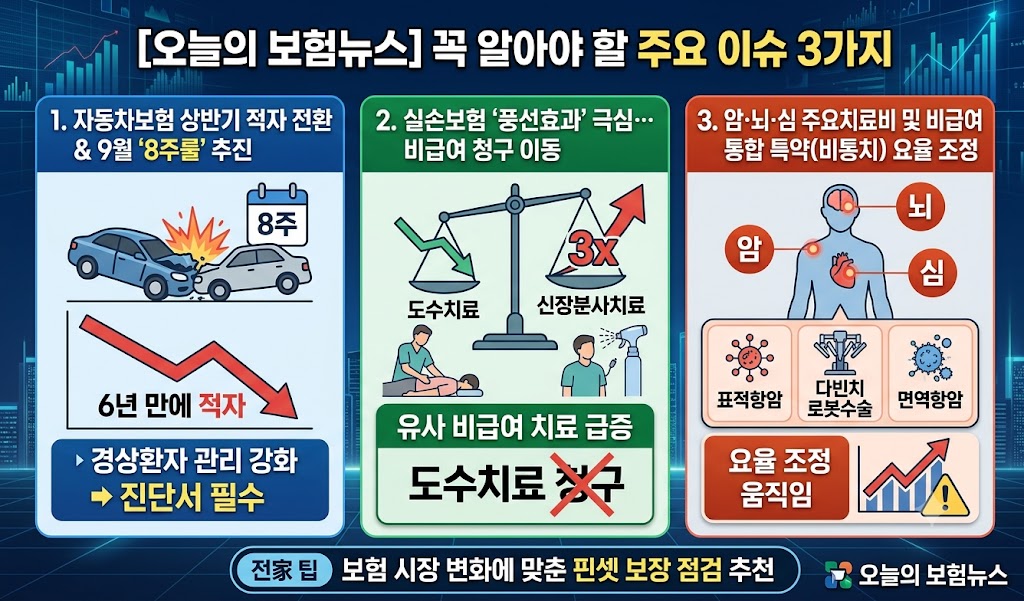 [오늘의 보험뉴스] 자동차보험 6년 만에 적자 전환·실손 비급여 풍선효과… 꼭 알아야 할 주요 이슈 3가지