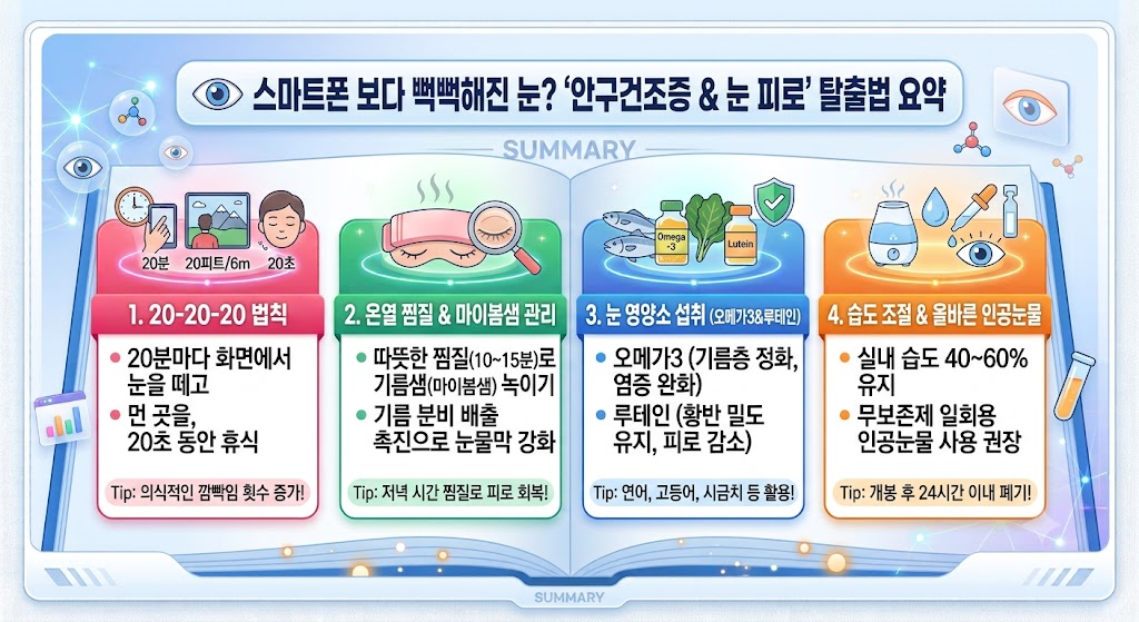 👁️ 스마트폰 보다 뻑뻑해진 눈? '안구건조증 & 눈 피로' 탈출법 4가지