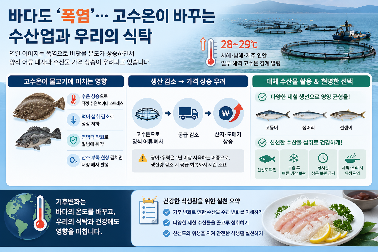 폭염이 바다까지 끓인다…여름철 건강 식탁을 위협하는 고수온의 경고