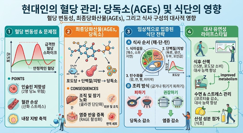 현대인의 혈당 관리: 당독소(AGEs)와 식단 구조가 미치는 영향