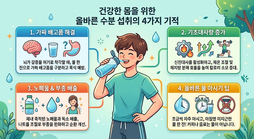 맹물만 잘 마셔도 다이어트 성공? 숨겨진 수분 섭취의 기적