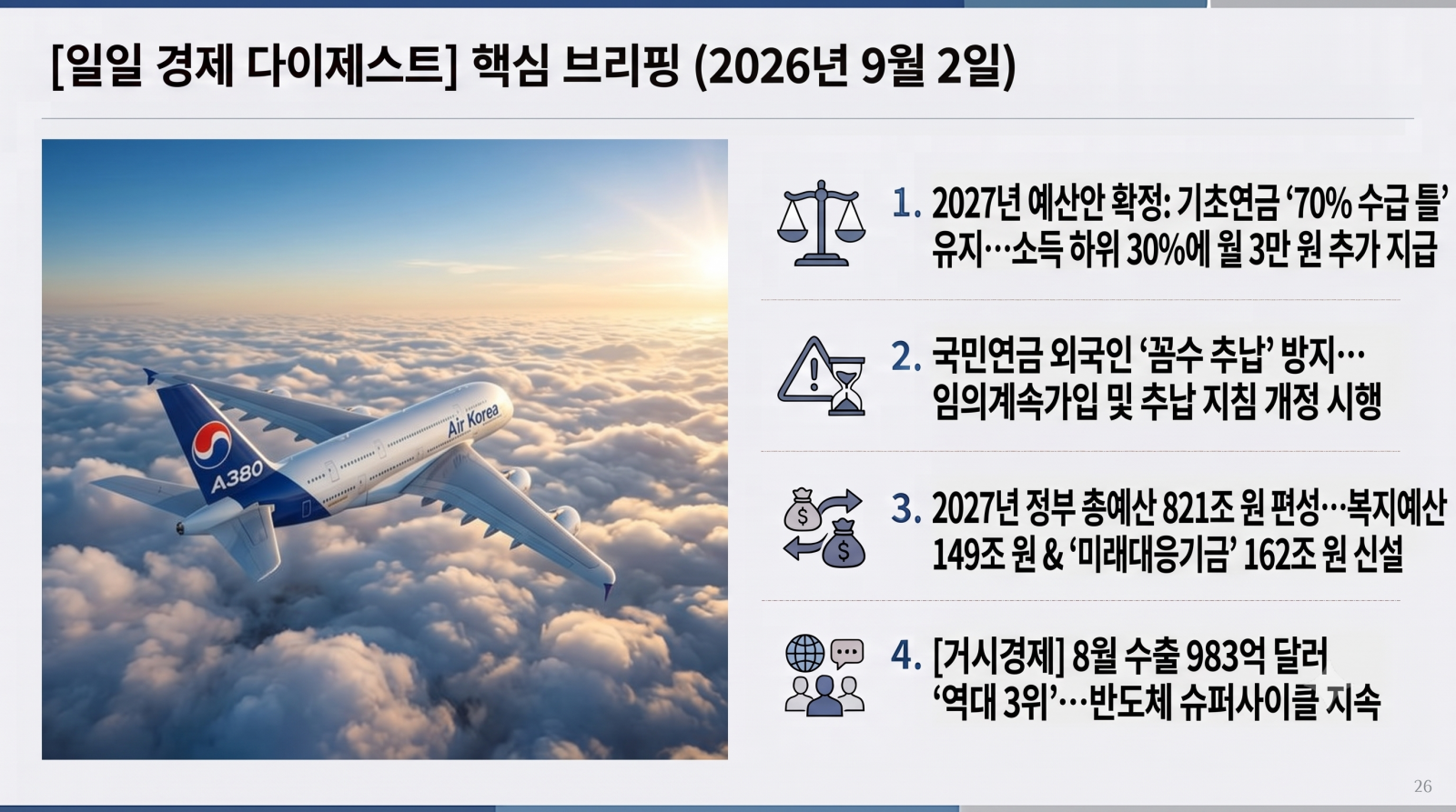 [일일 경제 다이제스트] 2026년 9월 2일 핵심 브리핑